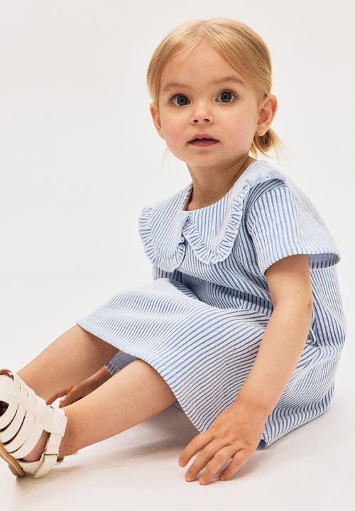 H&M - Collared a-line dress -  blue/white striped