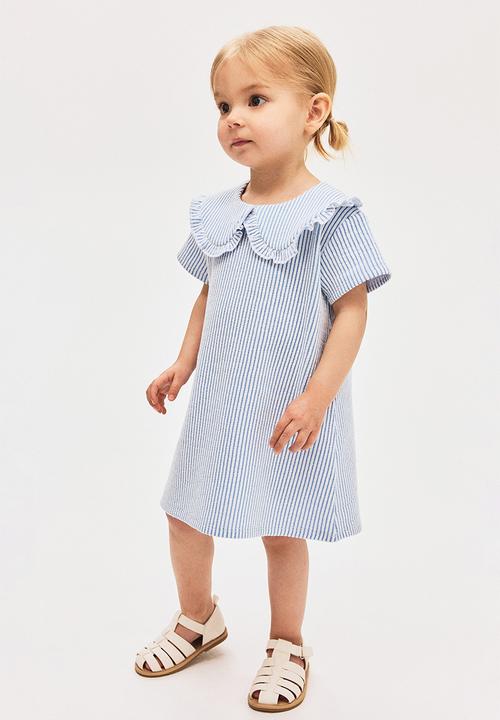 H&M - Collared a-line dress -  blue/white striped