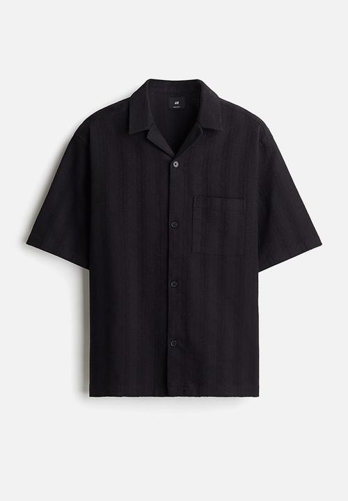 H&M - Regular fit textured resort shirt - navy blue