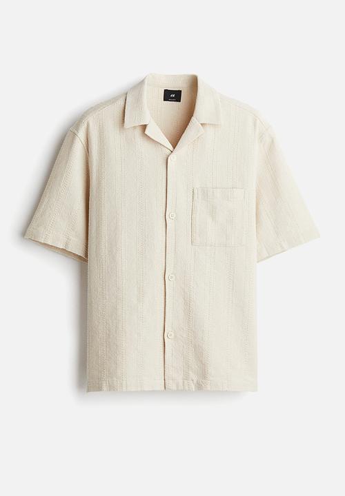 H&M - Regular fit textured resort shirt - cream 