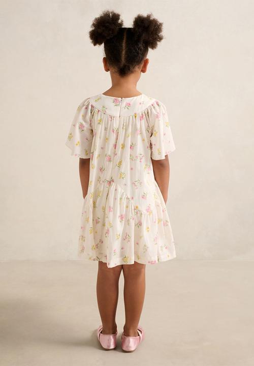 Forever New - Dove Girls Curved Panel Flutter Dress - Dove Floral