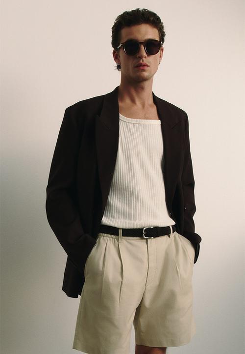 H&M - Relaxed fit linen-blend shorts - beige