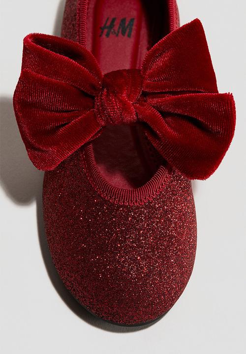 H&M - Bow-detail ballet pumps - red/glittery