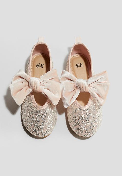 H&M - Bow-detail ballet pumps - pink,silver