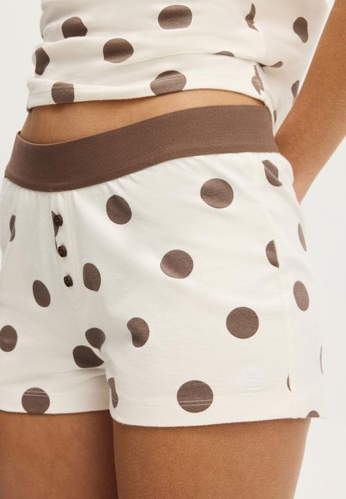 Cotton On - Dreamy Soft Boyshort - Coconut Milk/Brown Large Polka Dot