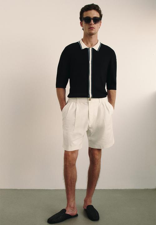 H&M - Relaxed fit linen-blend shorts - white