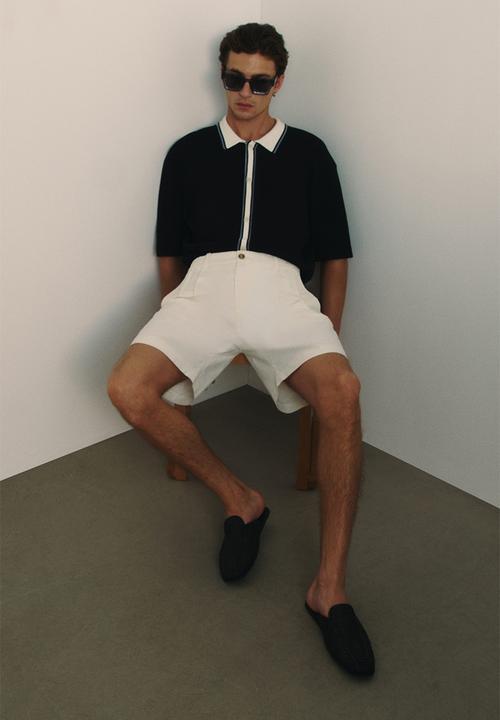 H&M - Relaxed fit linen-blend shorts - white