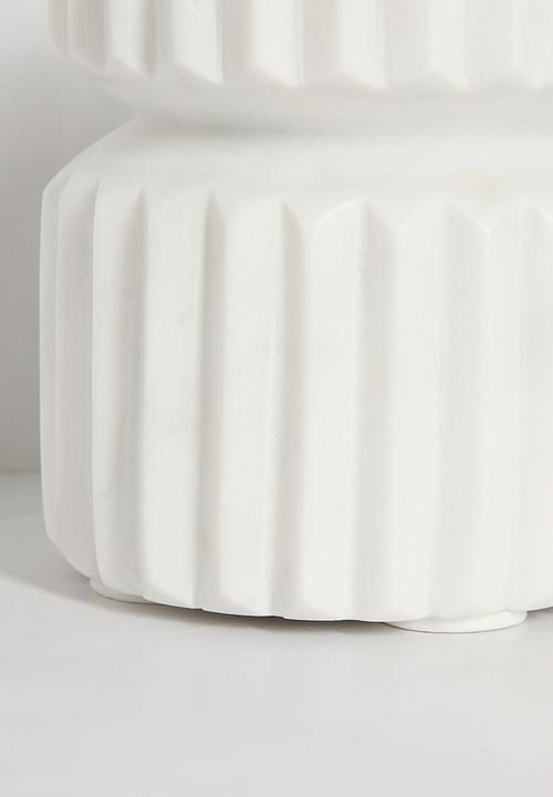 Sixth Floor - Marble Ribbed Candle Holder - White