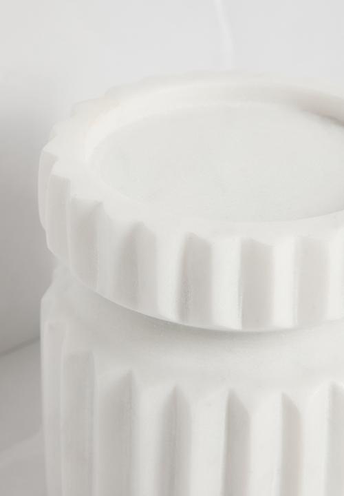 Sixth Floor - Marble Ribbed Candle Holder - White