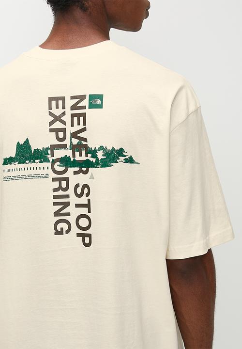 The North Face - S/S Digital Mo  Ntain Range Tee Oversize Fit - White Dune/Smokey Brown-Evergreen (9If)