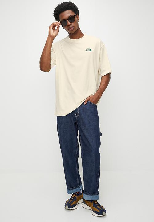 The North Face - S/S Digital Mo  Ntain Range Tee Oversize Fit - White Dune/Smokey Brown-Evergreen (9If)