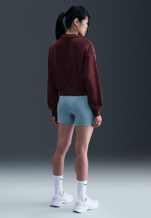 Nike - 1/2-Zip Cropped Sweatshirt - Burgandy