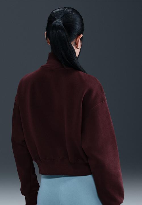 Nike - 1/2-Zip Cropped Sweatshirt - Burgandy