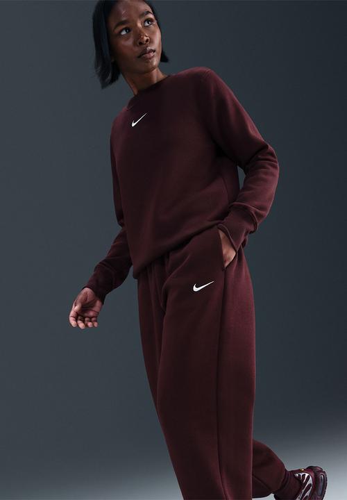 Nike - High-Waisted Oversized Sweatpants - Burgandy