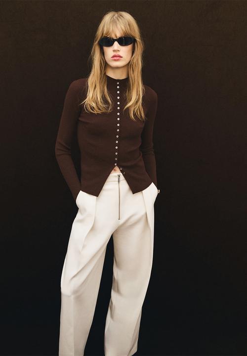 MANGO - Cardigan twenties - dark brown