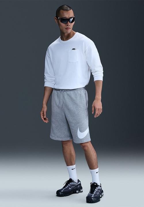 Nike - NSW Club  FleeceGx  Shorts- Dk Grey Heather/Lt Smoke Grey/White