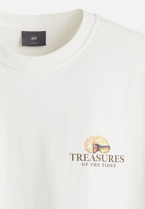 H&M - Loose fit printed t-shirt - white seashells
