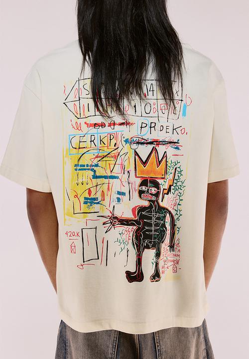 H&M - Loose fit t-shirt - light beige basquiat