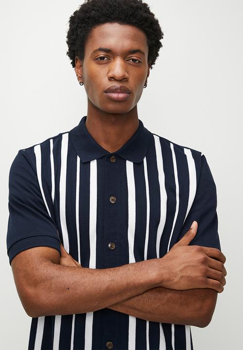 Ben Sherman - Btn Thru Stripe Polo - Dark Navy