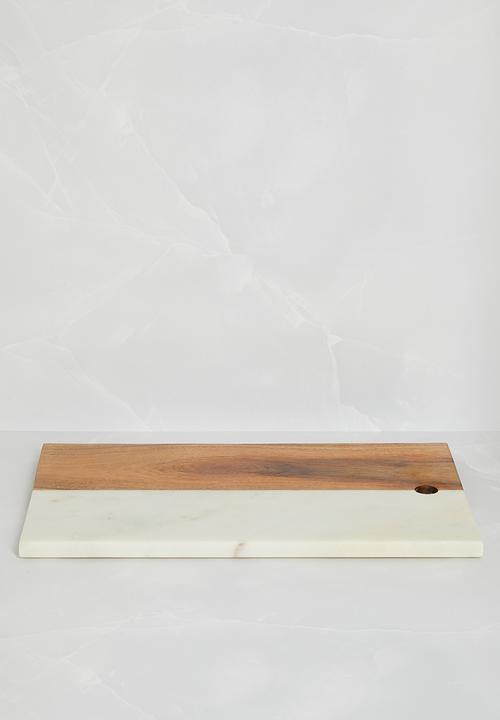 Sixth Floor - Marble & wood platter - White & Natural