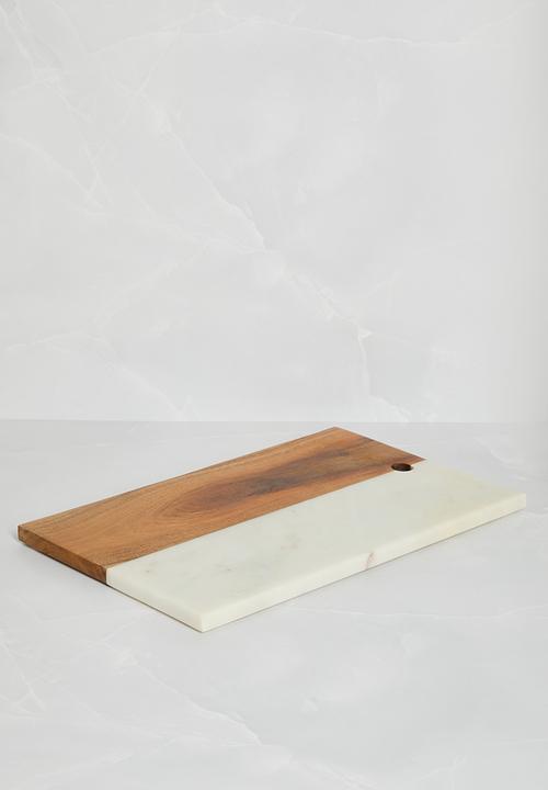 Sixth Floor - Marble & wood platter - White & Natural