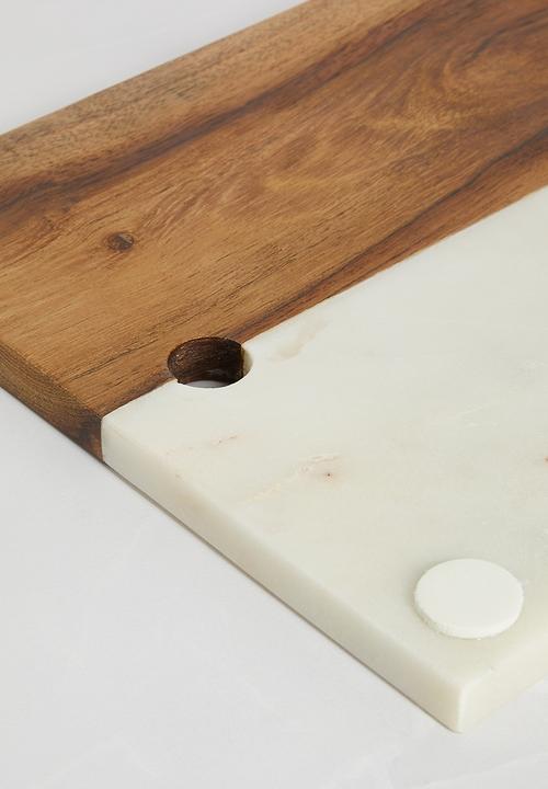 Sixth Floor - Marble & wood platter - White & Natural