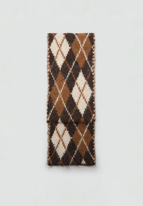 MANGO - Rombos scarf-brown