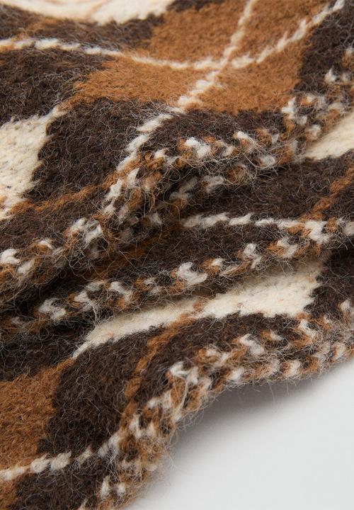 MANGO - Rombos scarf-brown