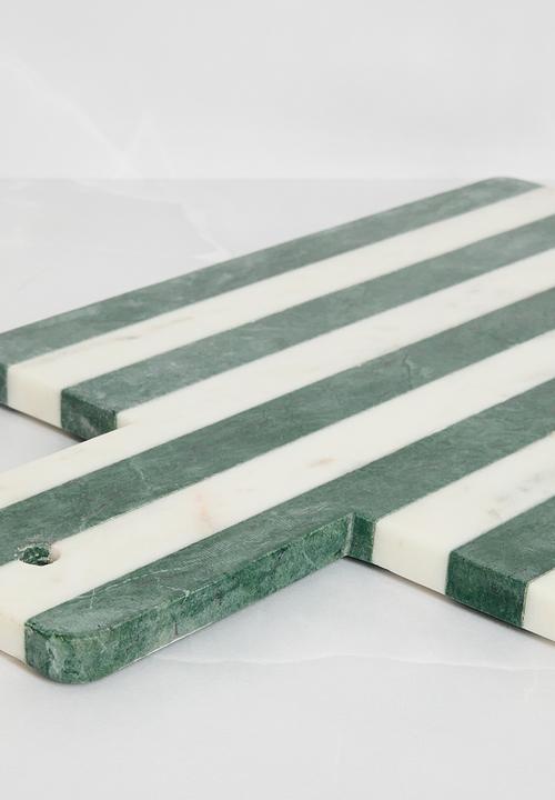 Sixth Floor - Stripe marble chopping board - green & white