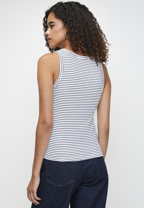 Stripe Vest - Navy/White