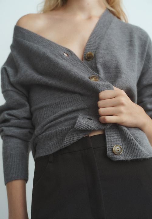 MANGO - Cardigan nekko - medium gray