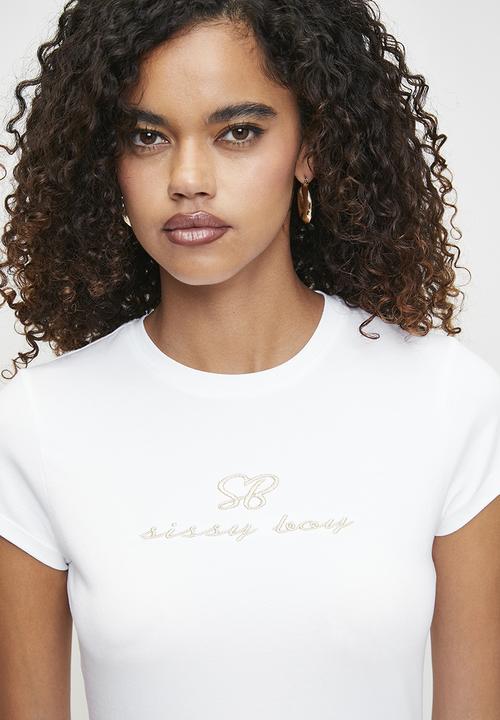 SISSY BOY - Lexi: Basic Baby Tshirt With Embroided Logo  - White