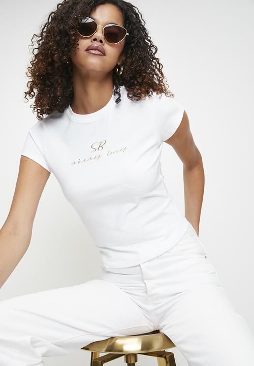 SISSY BOY - Lexi: Basic Baby Tshirt With Embroided Logo  - White