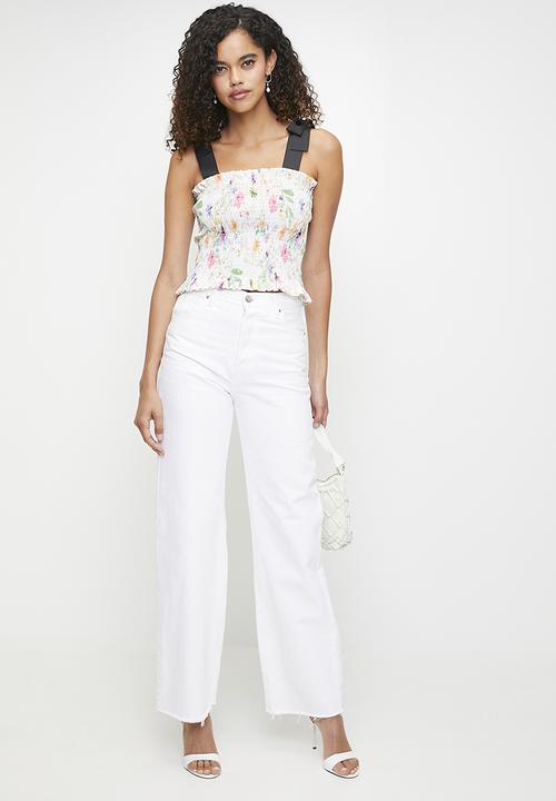 MILLA - Co-ord shirred top with straps - fresh watercolour floral