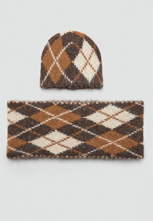 MANGO - Rombos beanie-brown
