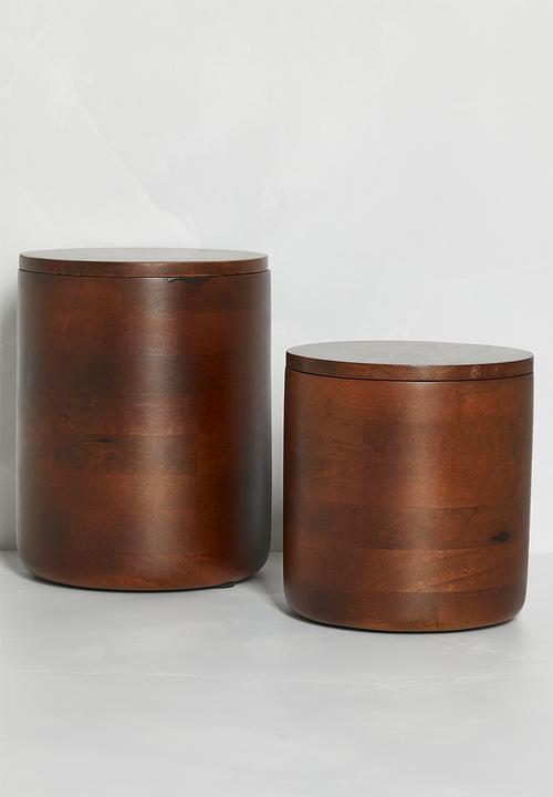 Sixth Floor - Wooden Canister - Dark Brown
