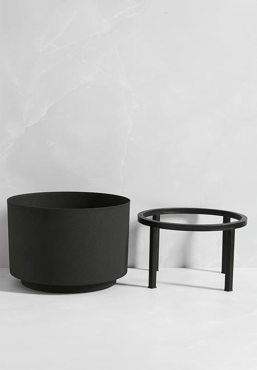Sixth Floor - Round Standing Planter - Black
