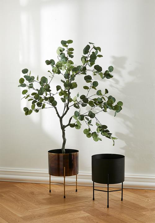 Sixth Floor - Distressed Planter on Stand - Brass