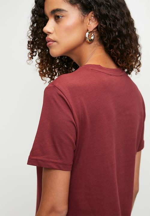MANGO - T-shirt Chals - Dark Red