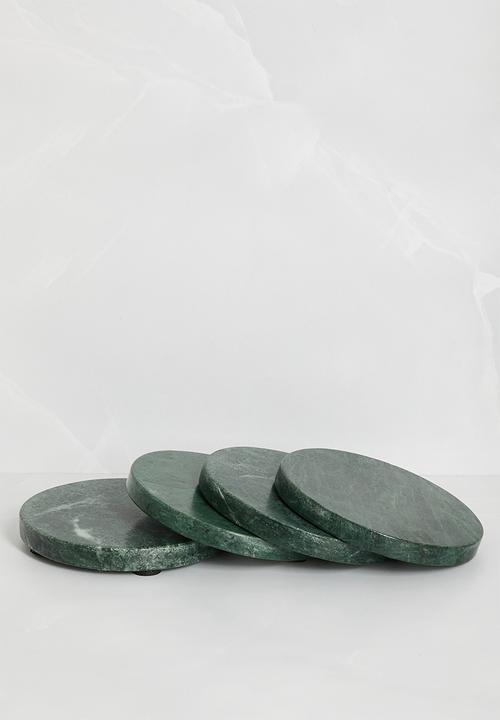 Sixth Floor - Round marble coaster set of 4 - Green