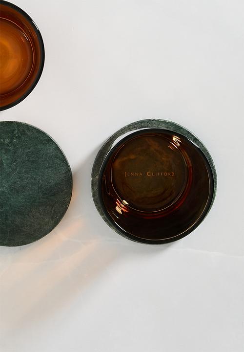 Sixth Floor - Round marble coaster set of 4 - Green