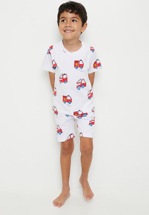 Pop Candy - Fire truck all-over print pj set - white