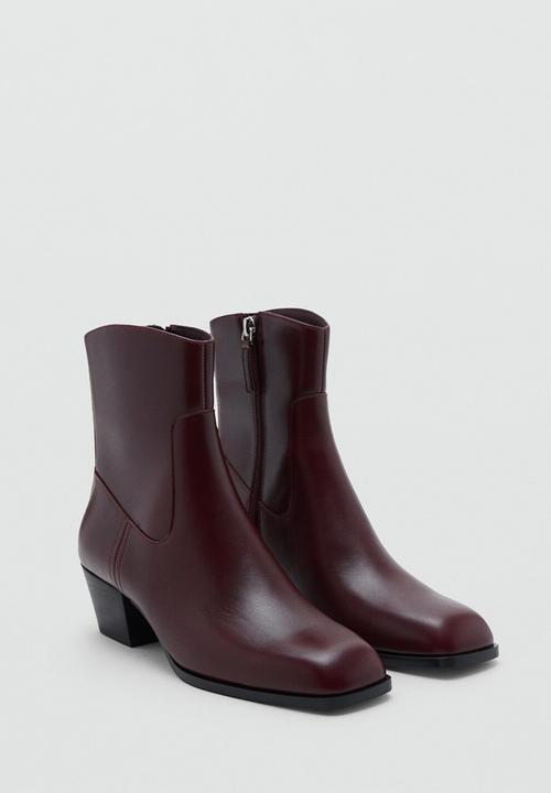 MANGO - Cowe leather boot - dark red