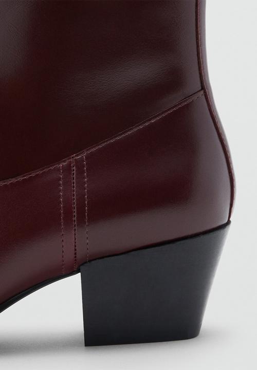 MANGO - Cowe leather boot - dark red