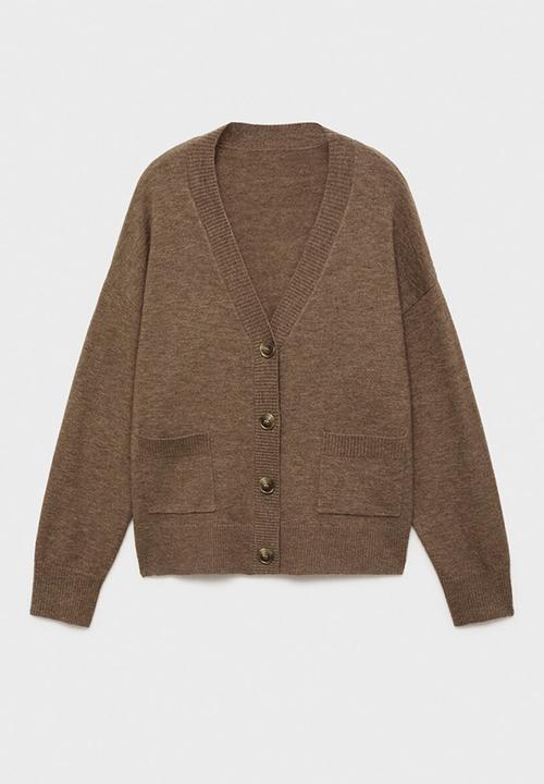 MANGO - Cardigan nekko - medium brown