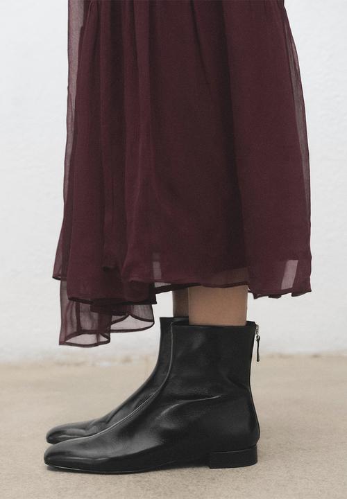 MANGO - Clue leather boot - black