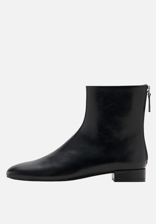 MANGO - Clue leather boot - black