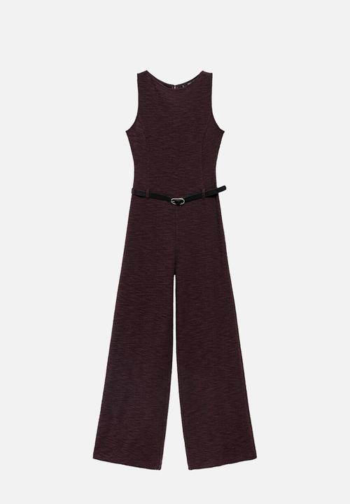 MANGO - Jumpsuit beltino - dark red