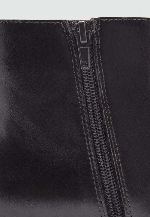 MANGO - Stress leather boot - dark brown