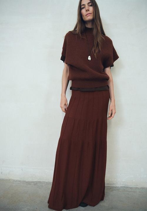 MANGO - Skirt choco - brown